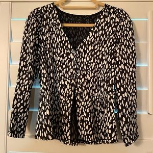 J Crew black white blouse size 00